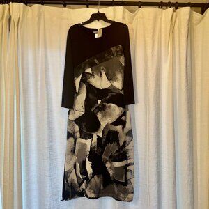 NWT Naya Black Graphic Print Dress, multi-season, travel-friendly